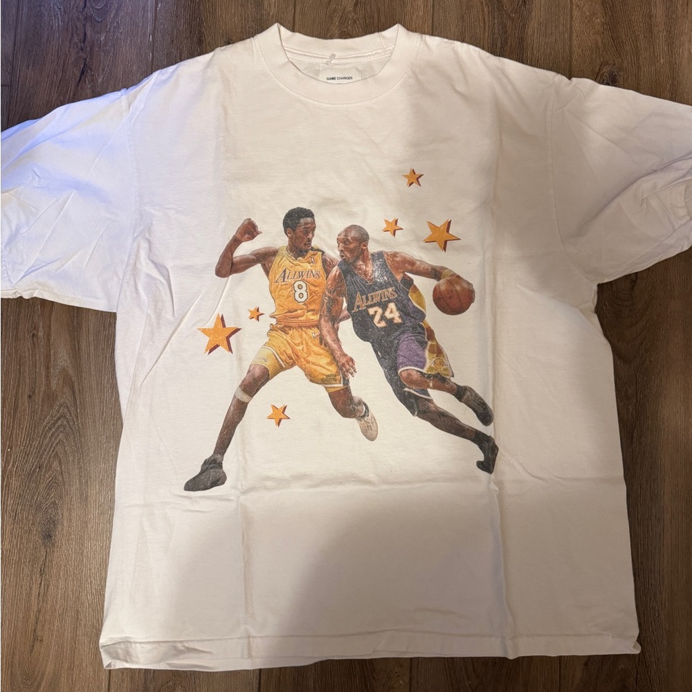 Kobe White T-Shirt with Basketball Graphic